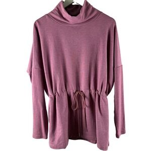 Athleta Balance Cinch Sweatshirt Mock Neck Pullover Berry Pink Medium 986951-01